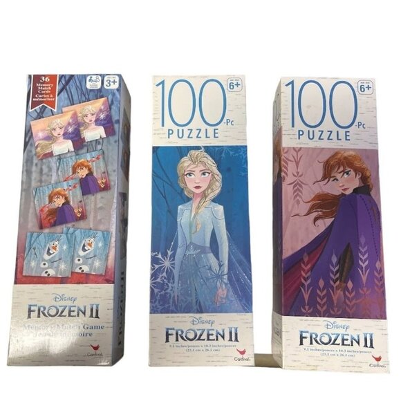 Set of (3) Cardinal's Disney Frozen II Puzzle/Memory Game - Picture 1 of 2